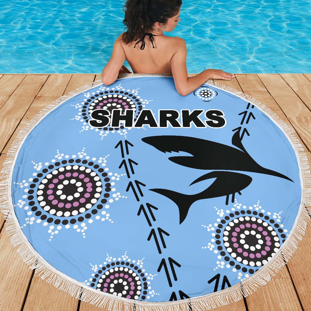 cronulla-beach-blanket-sharks-simple-indigenous-blue