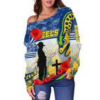 Eels Rugby Women's Off Shoulder Sweater Indigenous Anzac Day - Vibe Hoodie