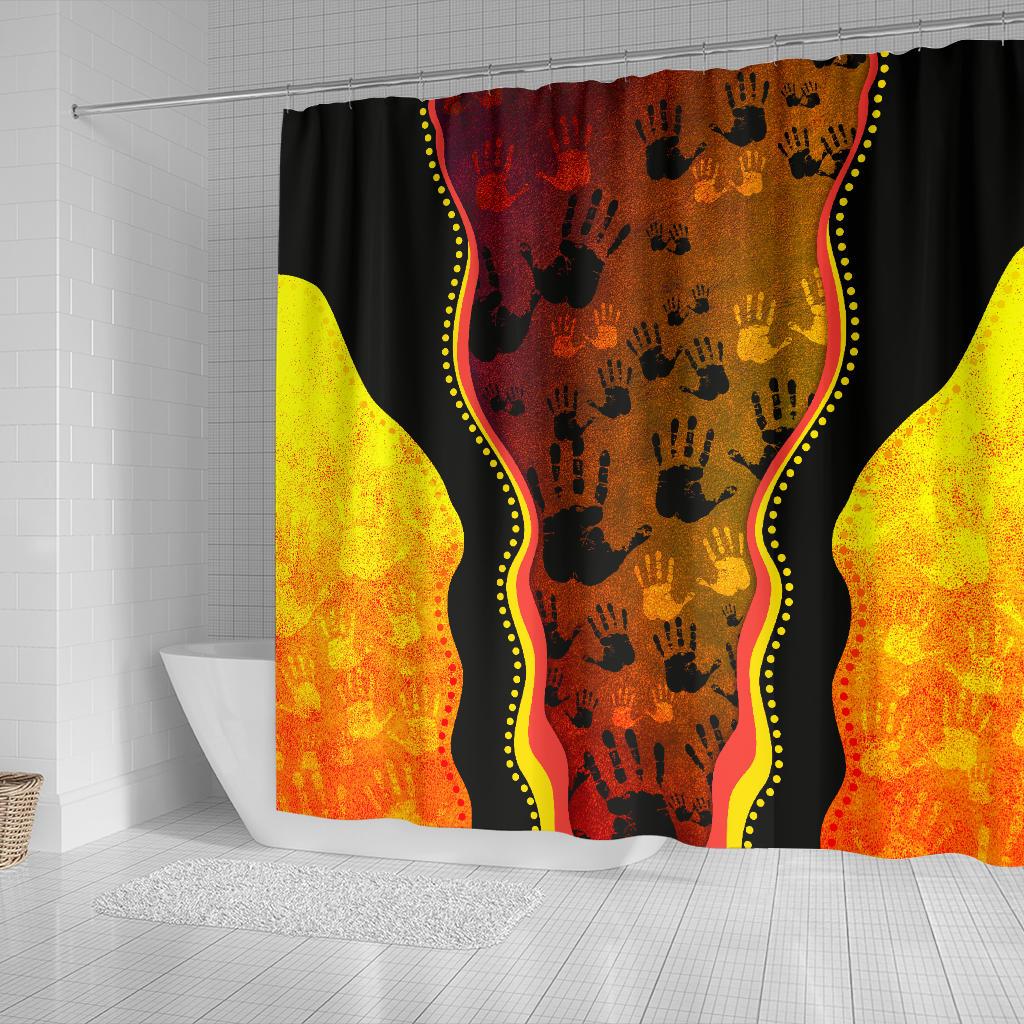 shower-curtain-aboriginal-rock-painting-hand-art-golden-style