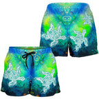 Aboriginal Women's Shorts - Indigenous Turtle Ocean Dot Painting Art - Vibe Hoodie