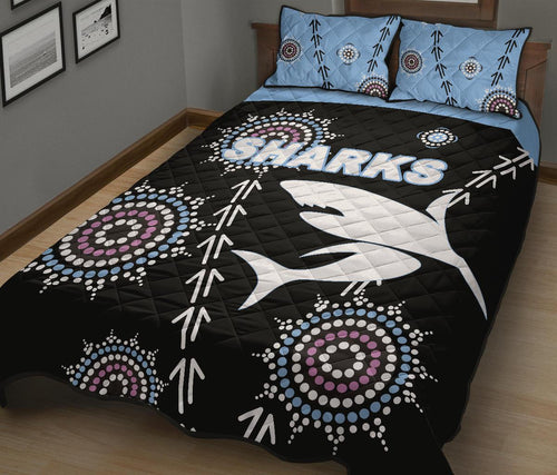 cronulla-quilt-bed-set-sharks-simple-indigenous-black