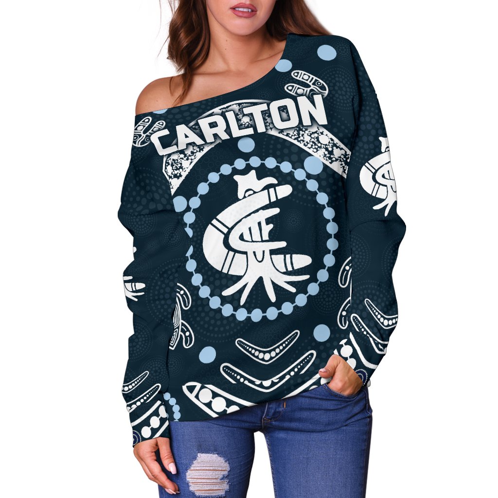 Carlton Women's Off Shoulder Sweater The Blue Baggers Indigenous - Vibe Hoodie