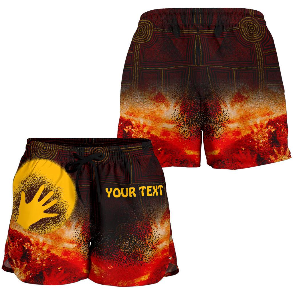 [Custom] Aboriginal Women's Shorts - Indigenous Flag Hand Art - Vibe Hoodie