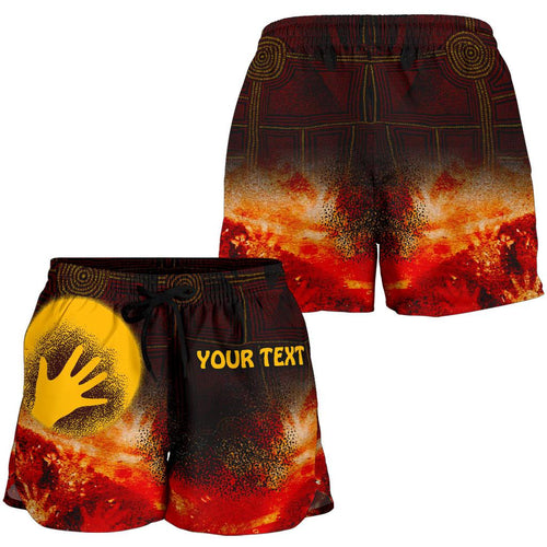 [Custom] Aboriginal Women's Shorts - Indigenous Flag Hand Art - Vibe Hoodie