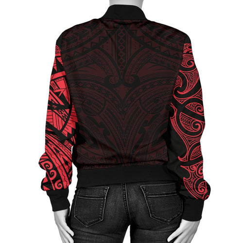 new-zealand-womens-bomber-jacket-maori-polynesian-tattoo-red