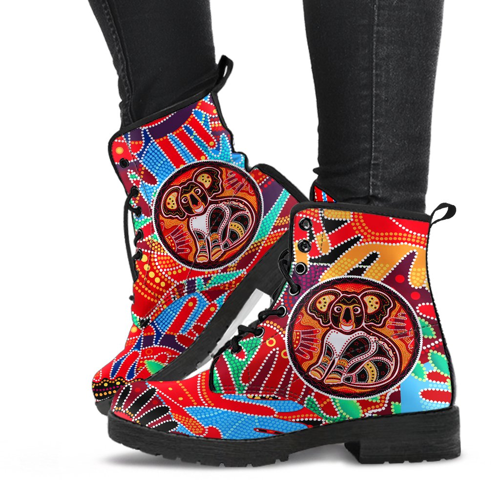 aboriginal-leather-boots-koala-and-hand-art-dot-painting-boots