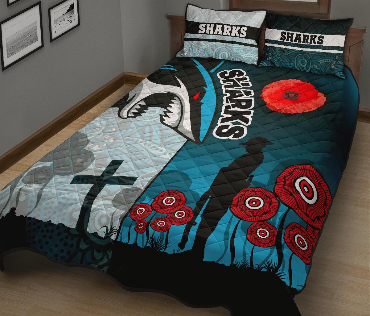 sharks-quilt-bed-set-cronulla-anzac-day