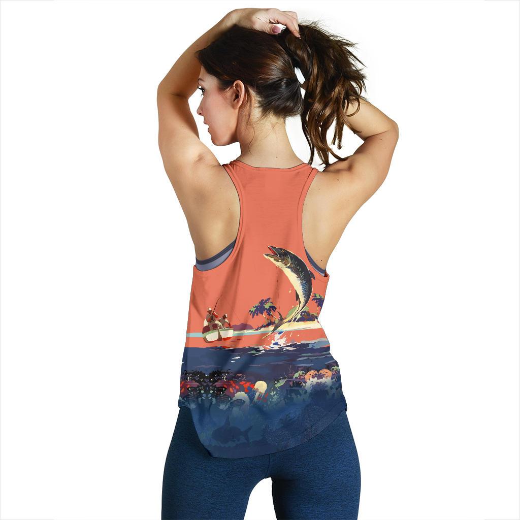 Racerback Tank - Fishing Top Tank Landscape Art - Women - Vibe Hoodie