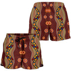 Aboriginal Shorts, Boomerang Patterns Circle Indigenous Dot Painting Women - Vibe Hoodie