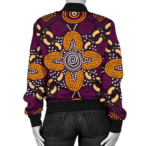 aboriginal-womens-bomber-jacket-flowers-dot-panting-art