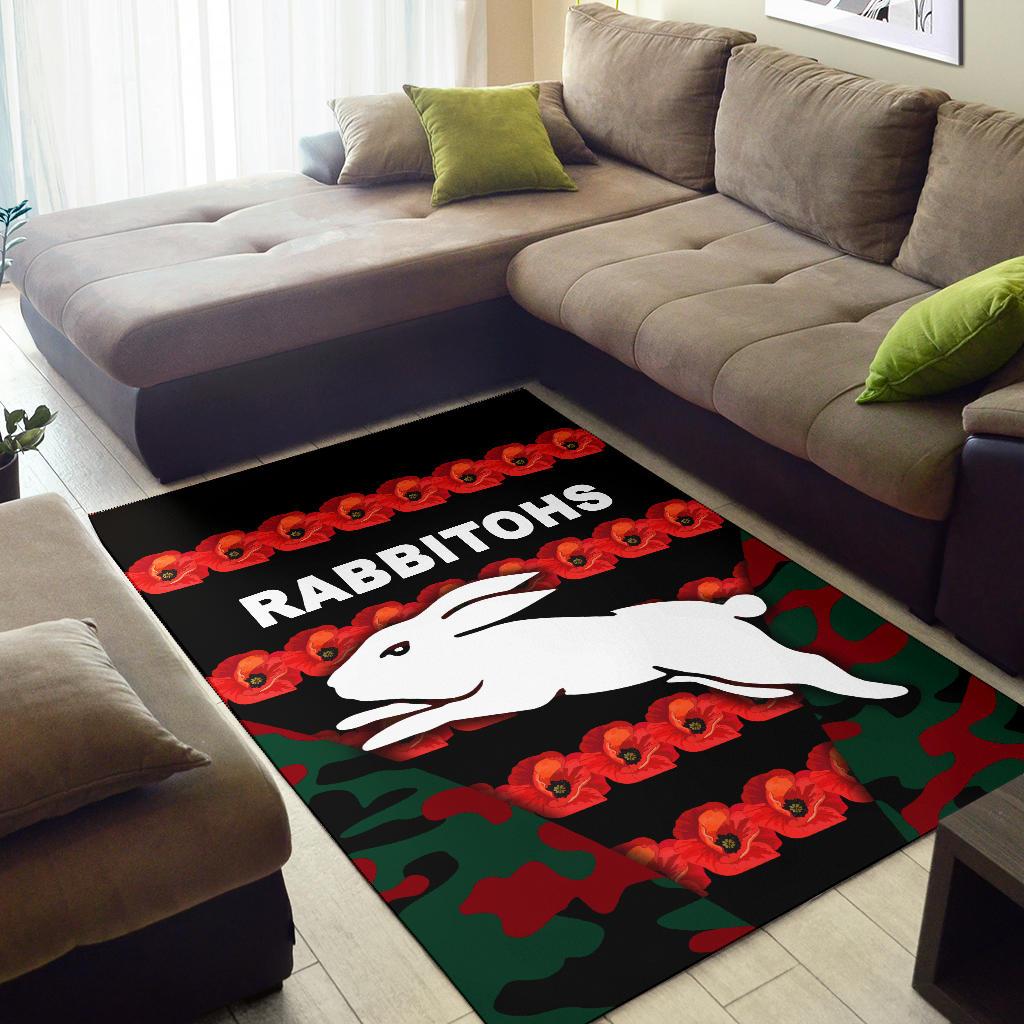 south-sydney-rabbitohs-area-rug-anzac-day-poppy-flower-vibes