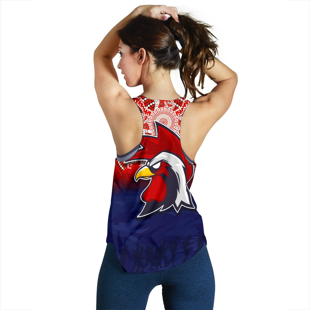 Roosters Women's Racerback Tank Anzac Day Aboriginal - Vibe Hoodie