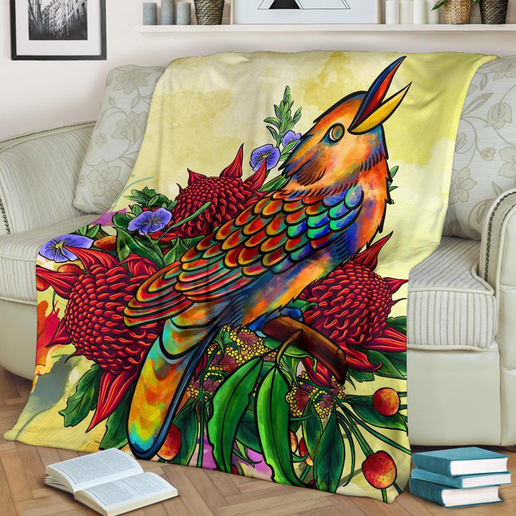 premium-blanket-australia-kookaburra-with-waratah