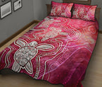 aboriginal-quilt-bed-set-sea-turtle-with-indigenous-patterns-pink