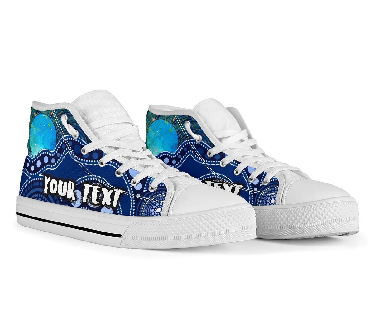 custom-textaboriginal-high-top-shoes-australia-indigenous-flag-circle-dot-painting-art-blue