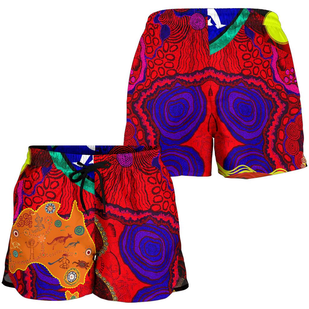 Aboriginal Women's Shorts, Aboriginal Red Patterns Naidoc  Week - Vibe Hoodie