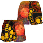 [Custom Text] Aboriginal Women's Shorts - Australia Indigenous Flag Circle Dot Painting Art (Golden) - Vibe Hoodie