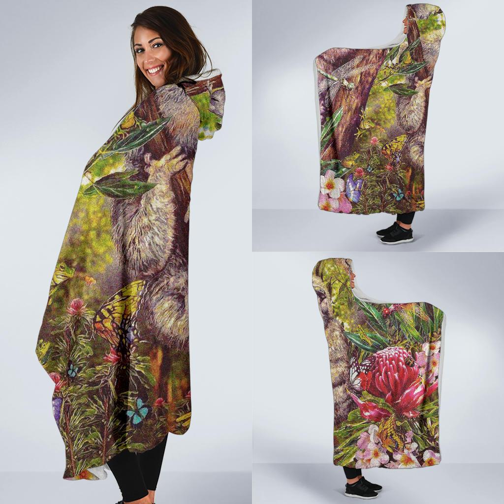 koala-hooded-blanket-3d-koala-with-waratah-flower-blanket