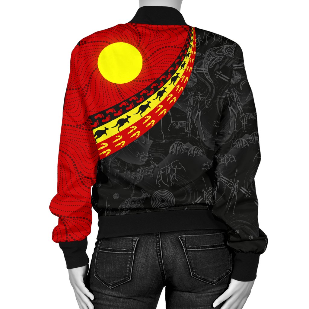 aboriginal-womens-bomber-jacket-indigenous-flag-circle-dot-painting