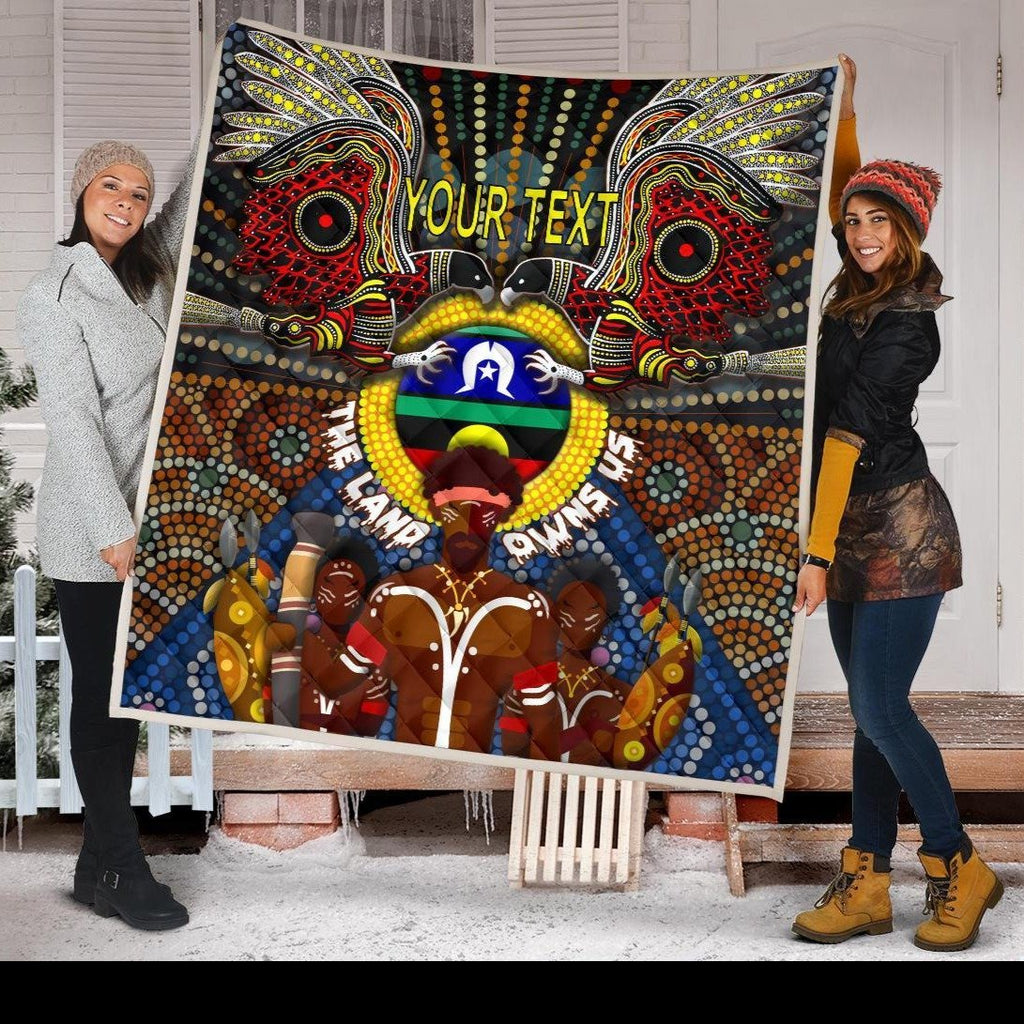 custom-text-the-land-owns-us-premium-quilt