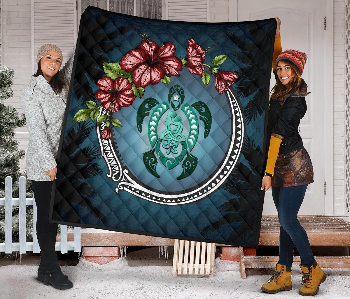 new-zealand-premium-quilt-polynesian-ohana-turtle-hibiscus-mother-son