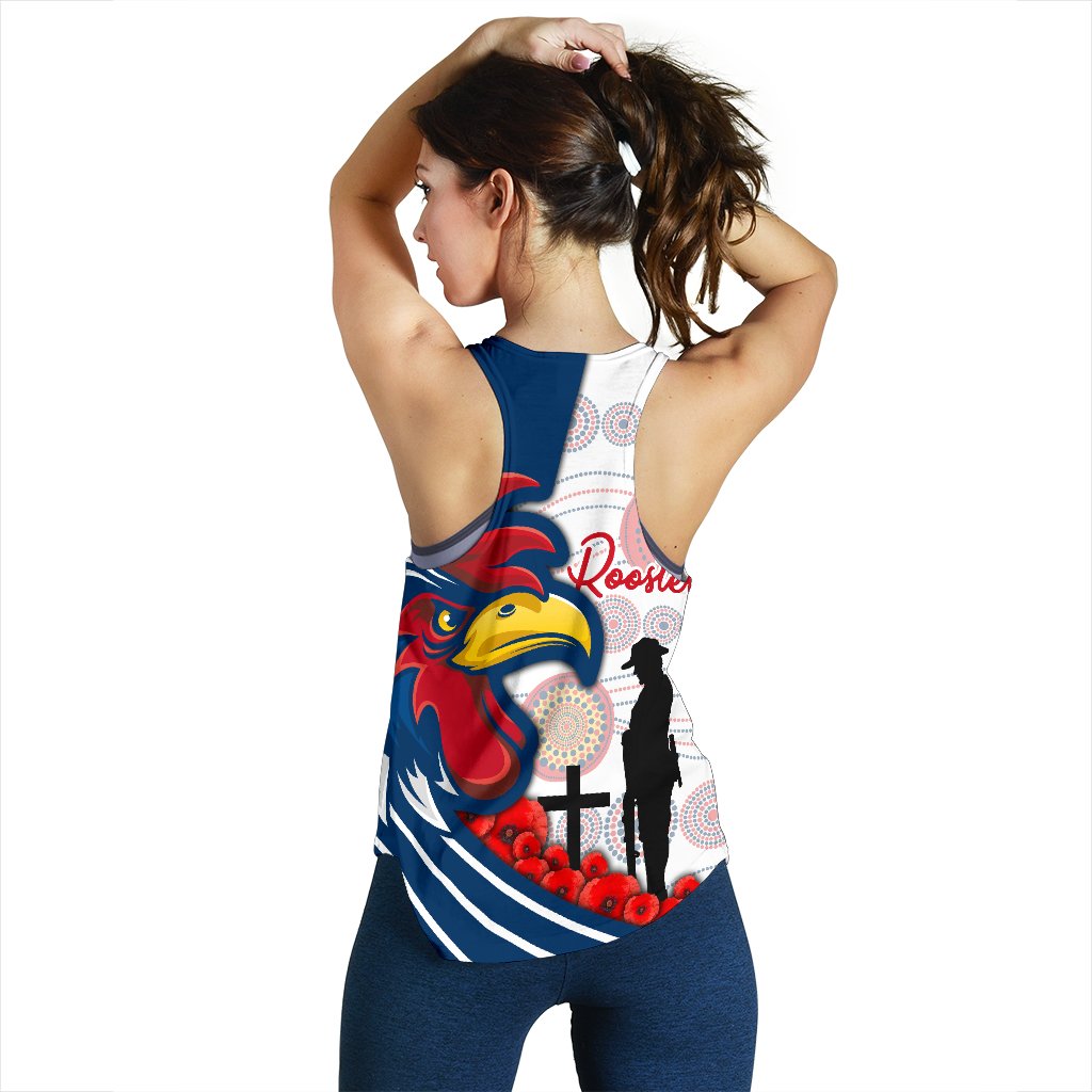 Australia Roosters Women's Racerback Tank Anzac Day - Three Tiles Style - Vibe Hoodie