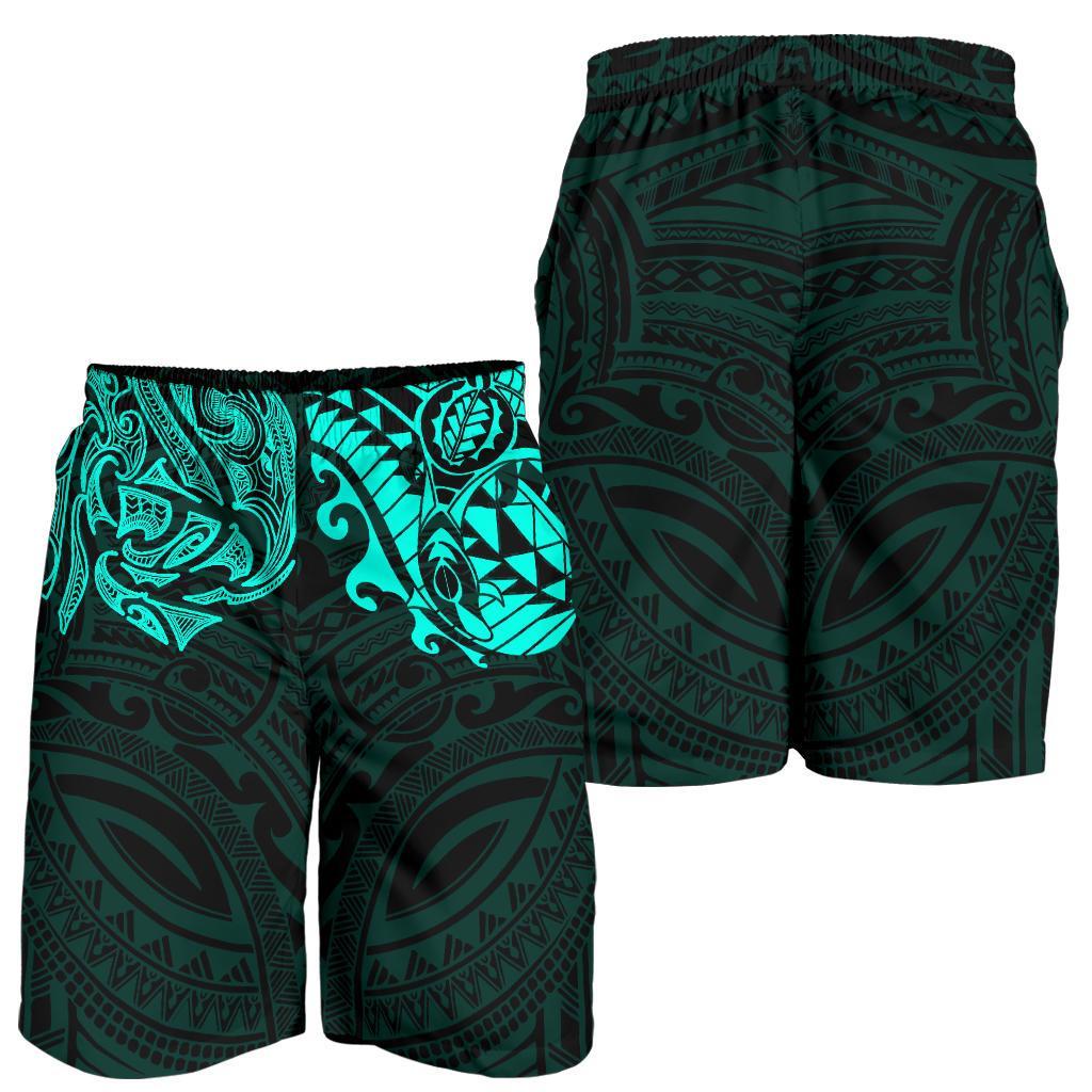 new-zealand-all-over-print-mens-shorts-maori-polynesian-tattoo-turquoise