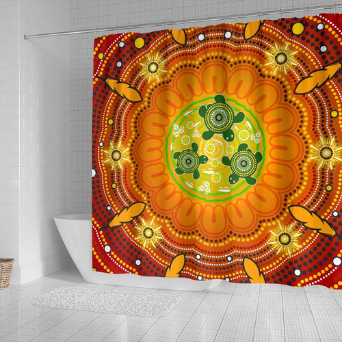 aboriginal-shower-curtain-turtle-circle-dot-painting-art