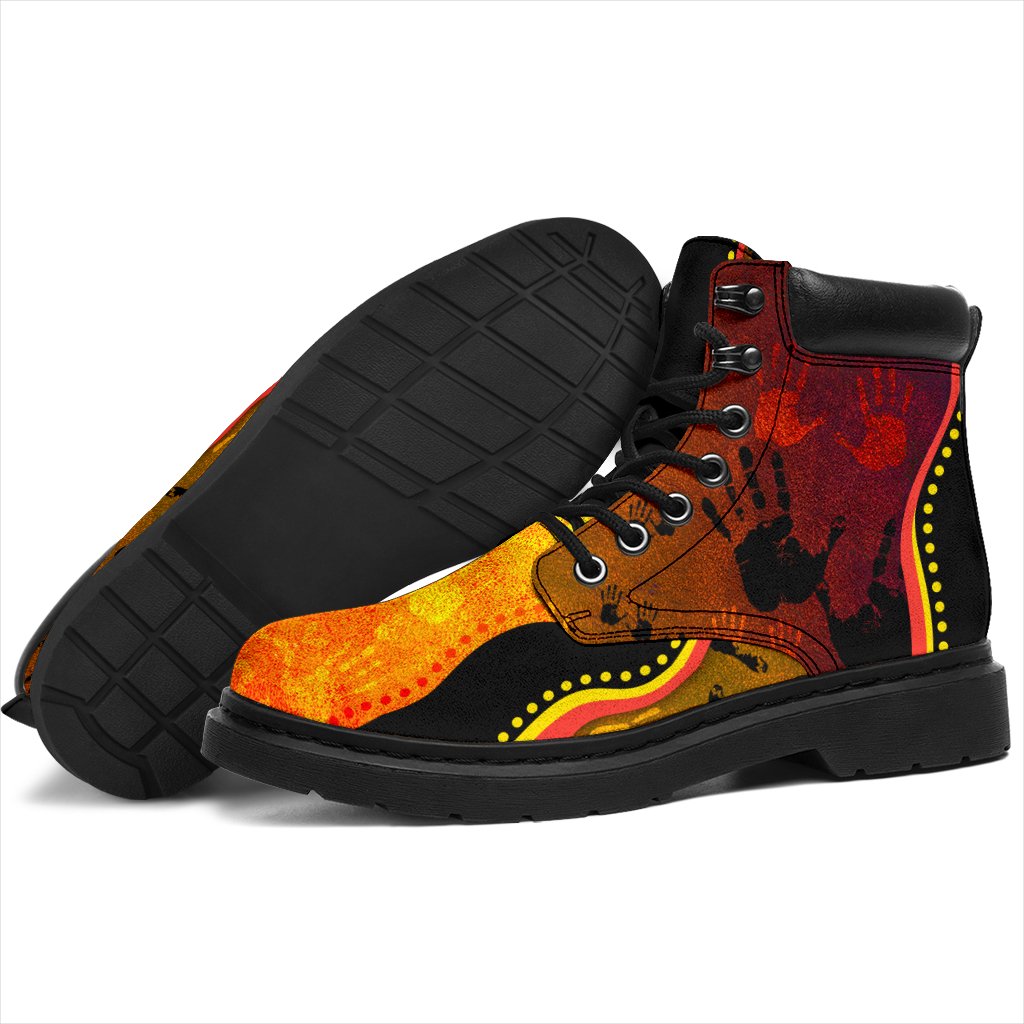 boots-aboriginal-rock-painting-hand-art-golden-style-all-season