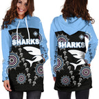 cronulla-womens-hoodie-dress-sharks-simple-indigenous-black