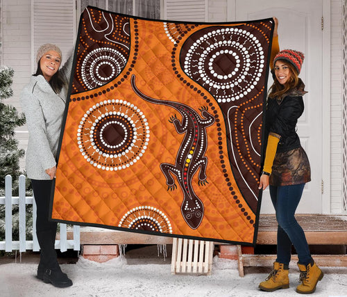 aboriginal-premium-quilt-australia-orange-lizard-aboriginal-art