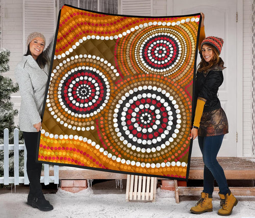 aboriginal-premium-quilt-australia-brown-circle-dot-painting-art