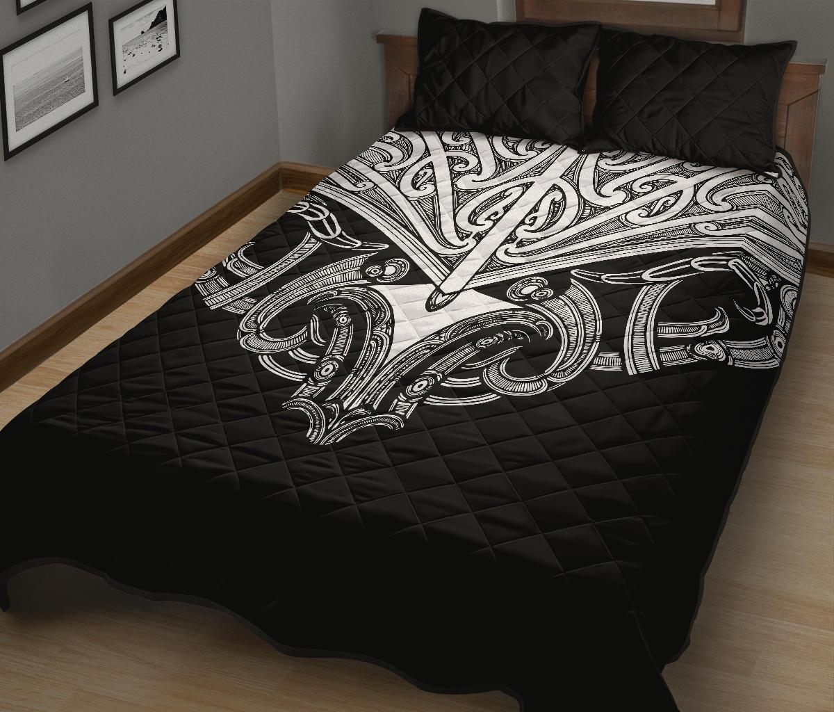 quilt-bed-set-nz-maori-tattoo-koru-white