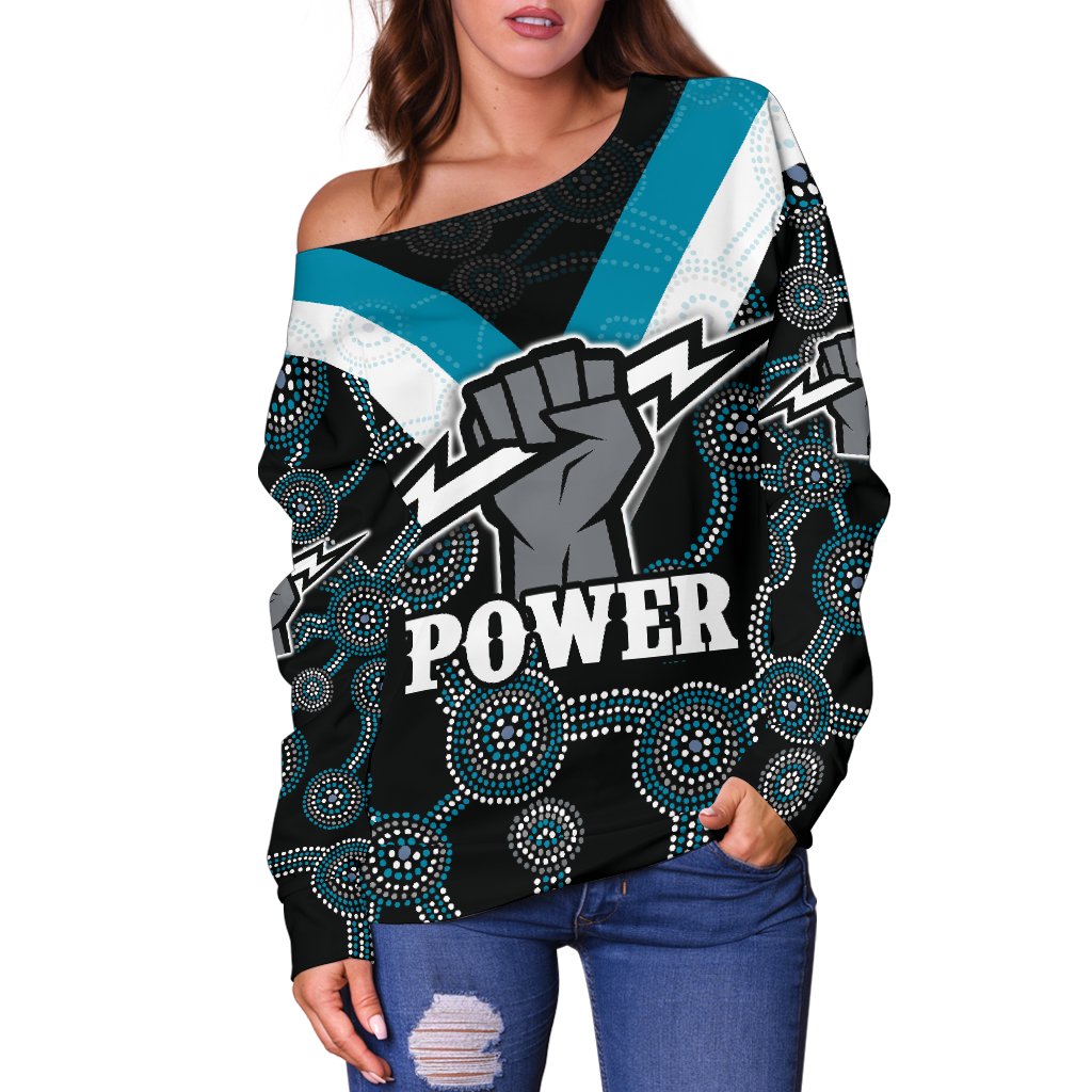 Port Adelaide Off Shoulder Sweater Power - Vibe Hoodie