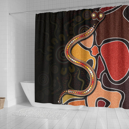 shower-curtain-aboriginal-snake-with-dot-painting