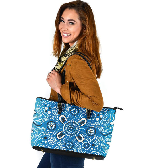 leather-tote-bag-indigenous-circle-dot-painting-blue-color
