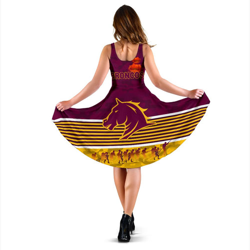 Brisbane Broncos Women's Dress Anzac Day Simple Style - Maroon - Vibe Hoodie