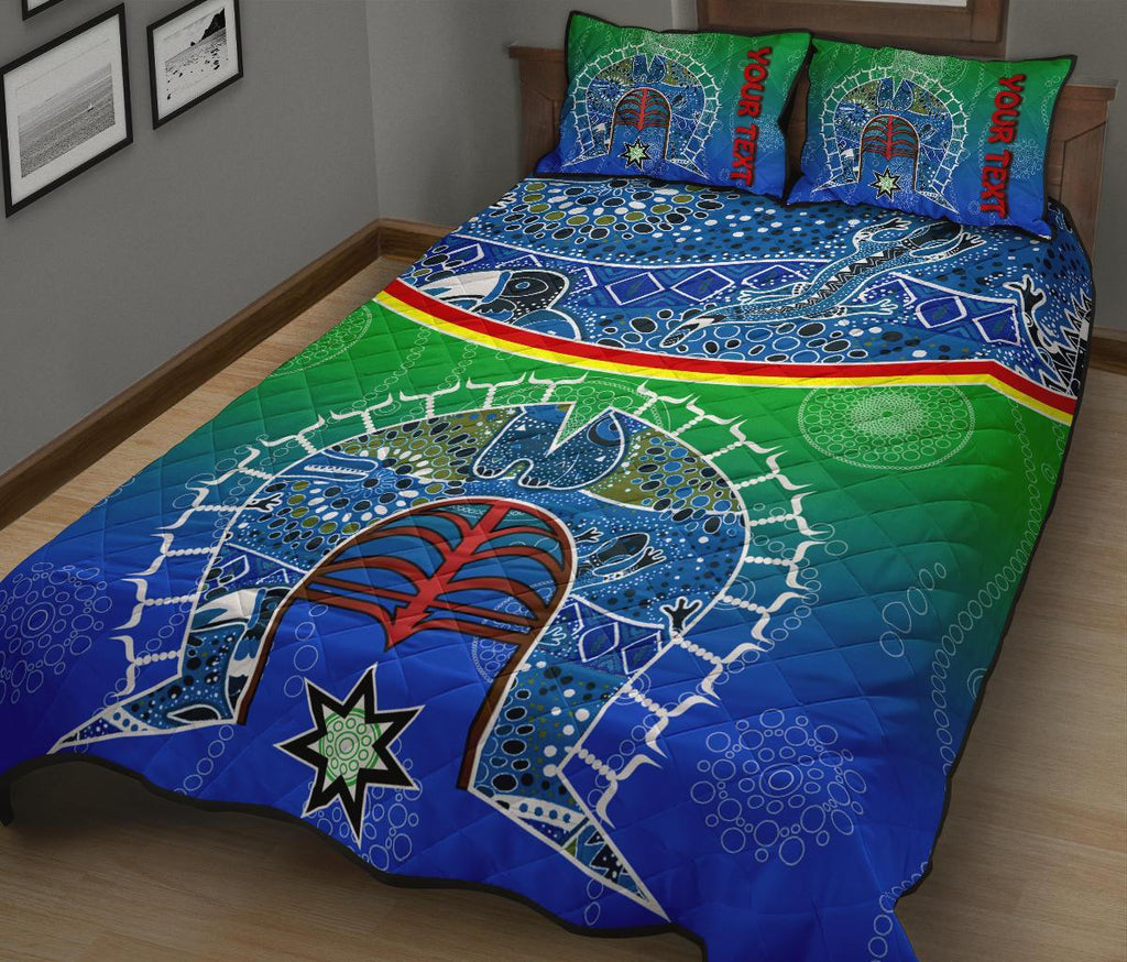 personalised-quilt-bed-set-torres-strait-symbol-with-aboriginal-patterns