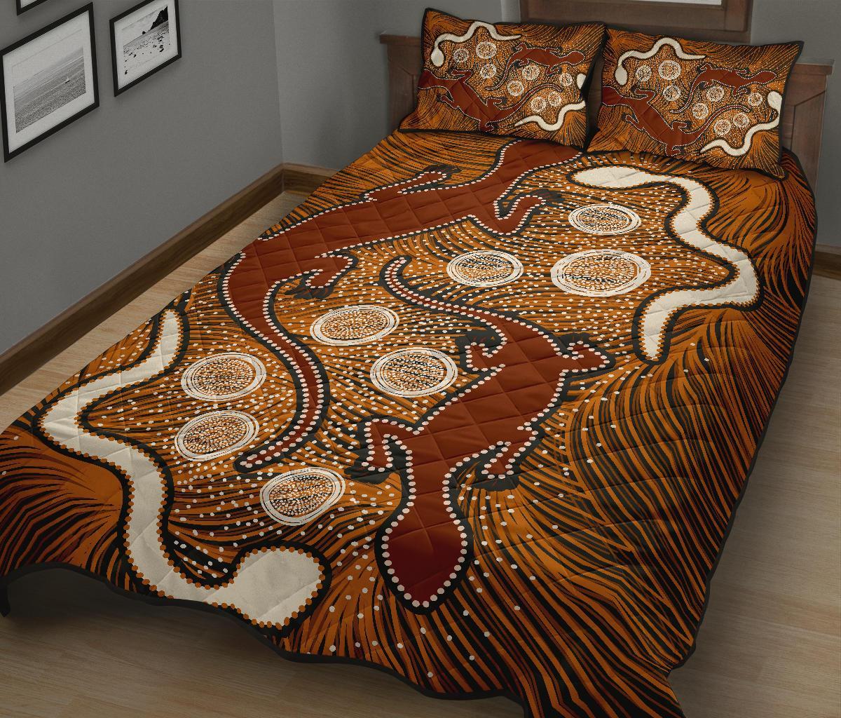 aboriginal-quilt-bed-set-indigenous-brown-lizard-and-white-snake