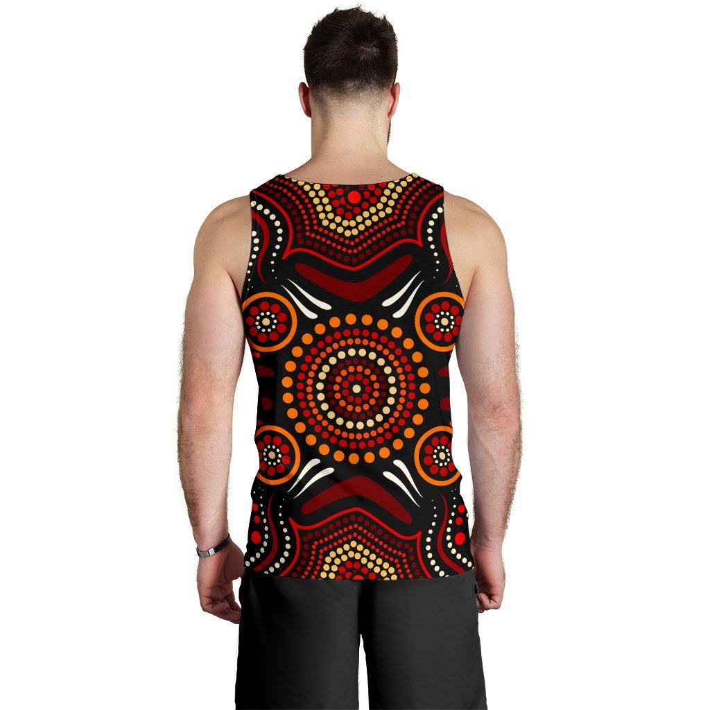 aboriginal-personalised-mens-tank-top-aboriginal-lizard-with-dot-painting-patterns