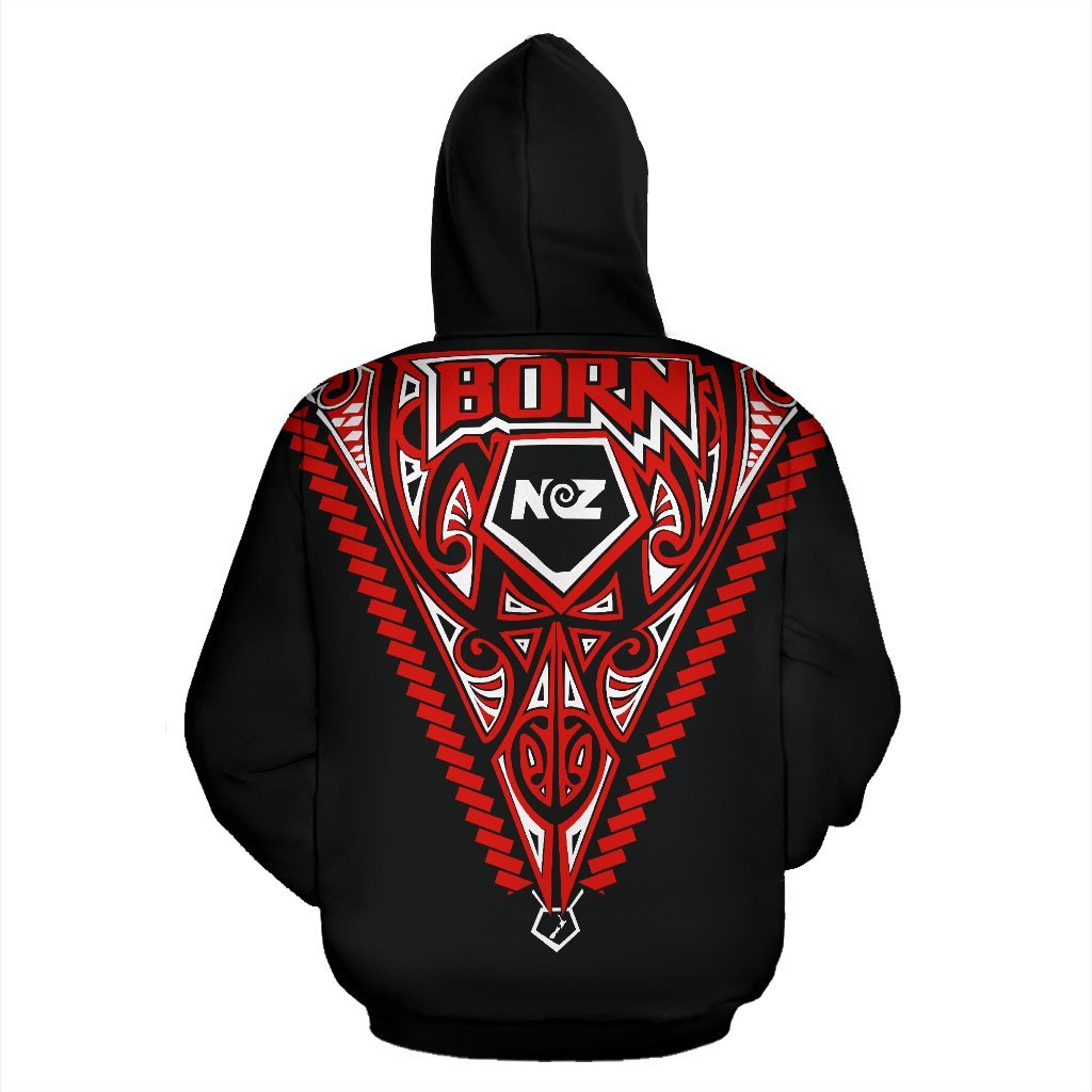 born-new-zealand-hoodie-polynesian-tattoo-red