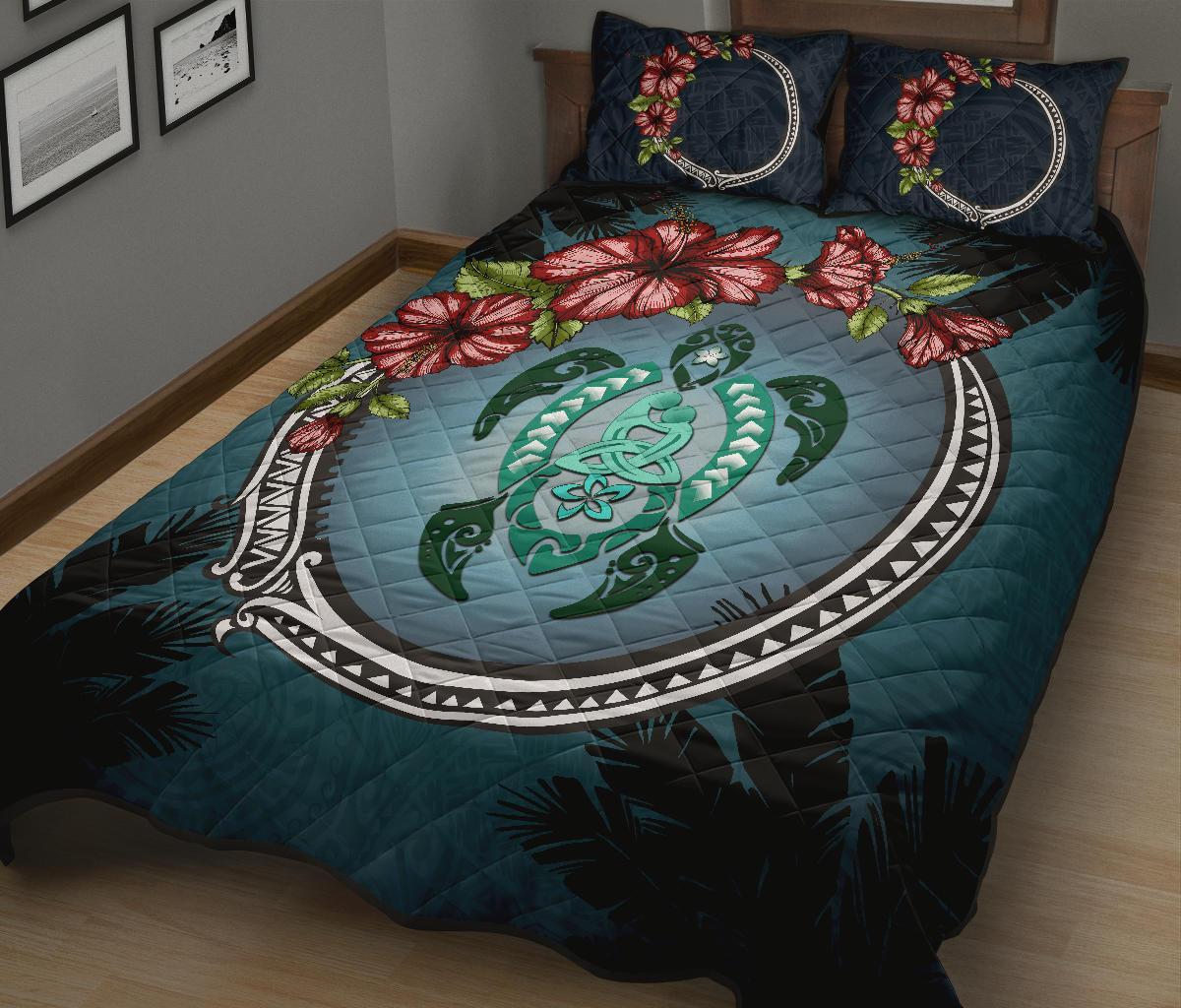 new-zealand-quilt-bed-set-polynesian-ohana-turtle-hibiscus-mother-son