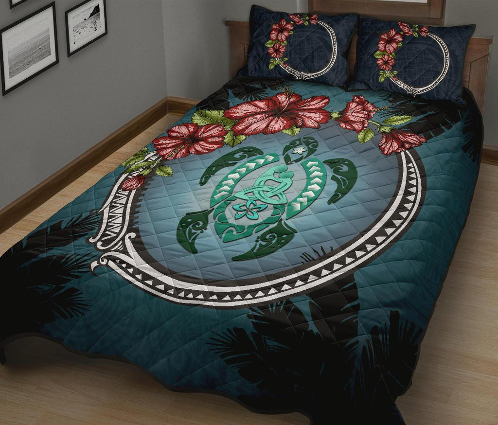 new-zealand-quilt-bed-set-polynesian-ohana-turtle-hibiscus-mother-son