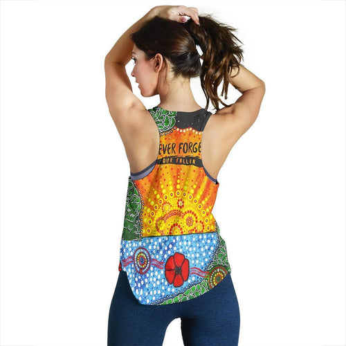 Anzac Day Women Racerback Tank - Lest We Forget Poppy - Vibe Hoodie