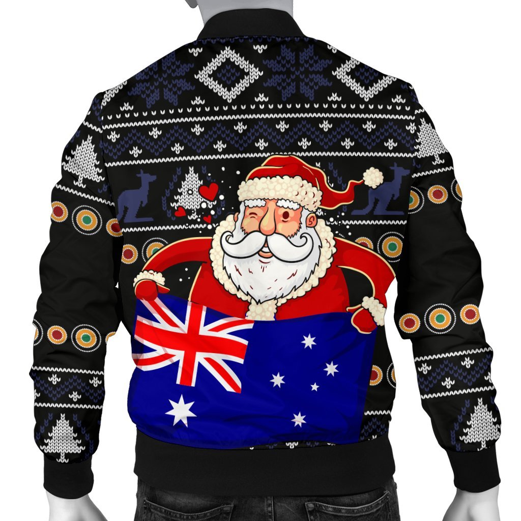 christmas-personalised-mens-bomber-jacket-australia-santa-claus-hold-the-flag-black