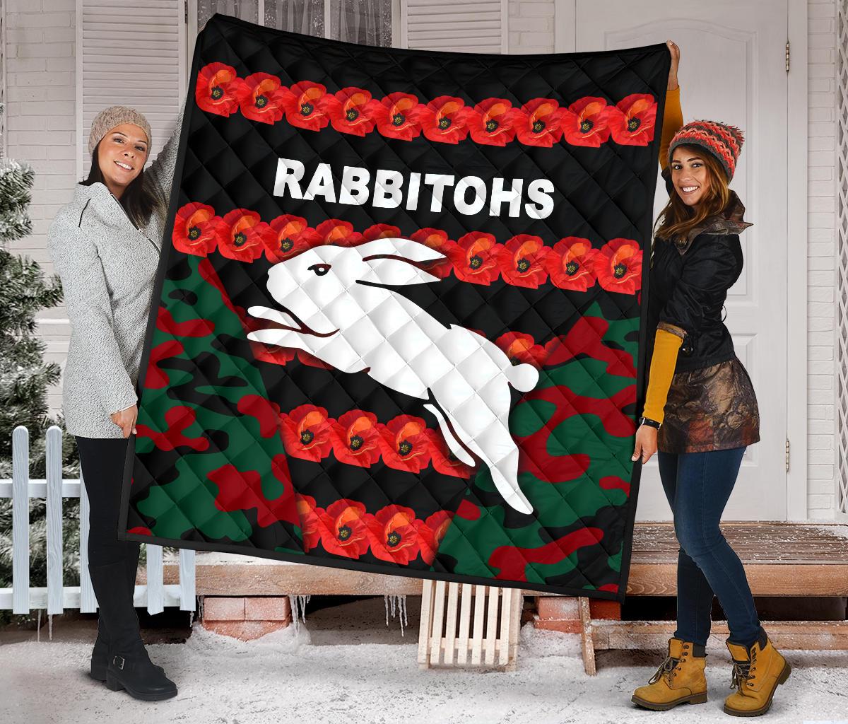 south-sydney-rabbitohs-premium-quilt-anzac-day-poppy-flower-vibes