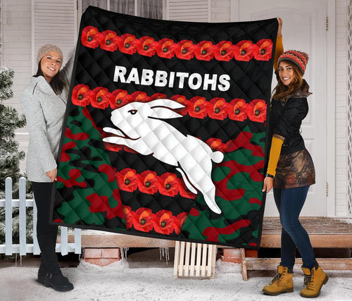 south-sydney-rabbitohs-premium-quilt-anzac-day-poppy-flower-vibes
