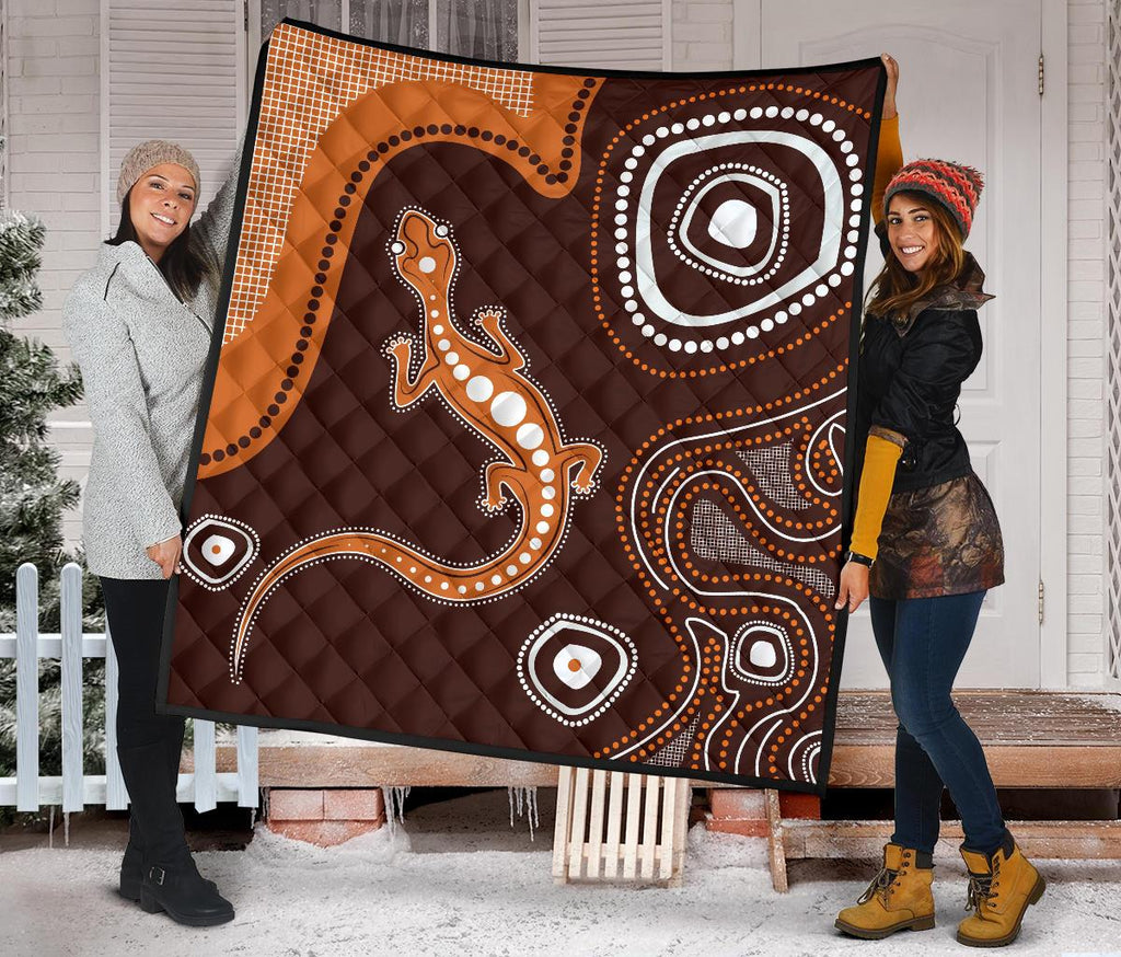 aboriginal-premium-quilt-australia-orange-lizard-aboriginal-art-1