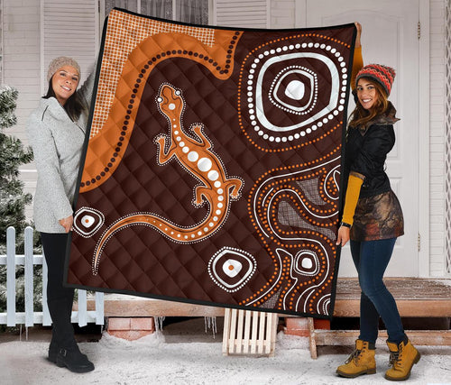 aboriginal-premium-quilt-australia-orange-lizard-aboriginal-art-1
