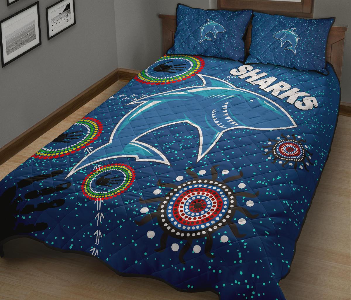 naidoc-sharks-quilt-bed-set-cronulla-aboriginal-style